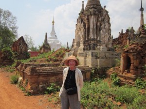 Up a lazy river from the lake Inle is "Indein Village," hundreds of stupas and small temples dating from the 11th century, many covered with vegetation - reminded me of Angkor Wat.