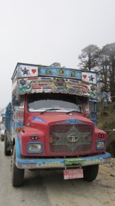 I love the whisical decorations on the ubiquitous Tata trucks that you see in India, Nepal and Bhutan.